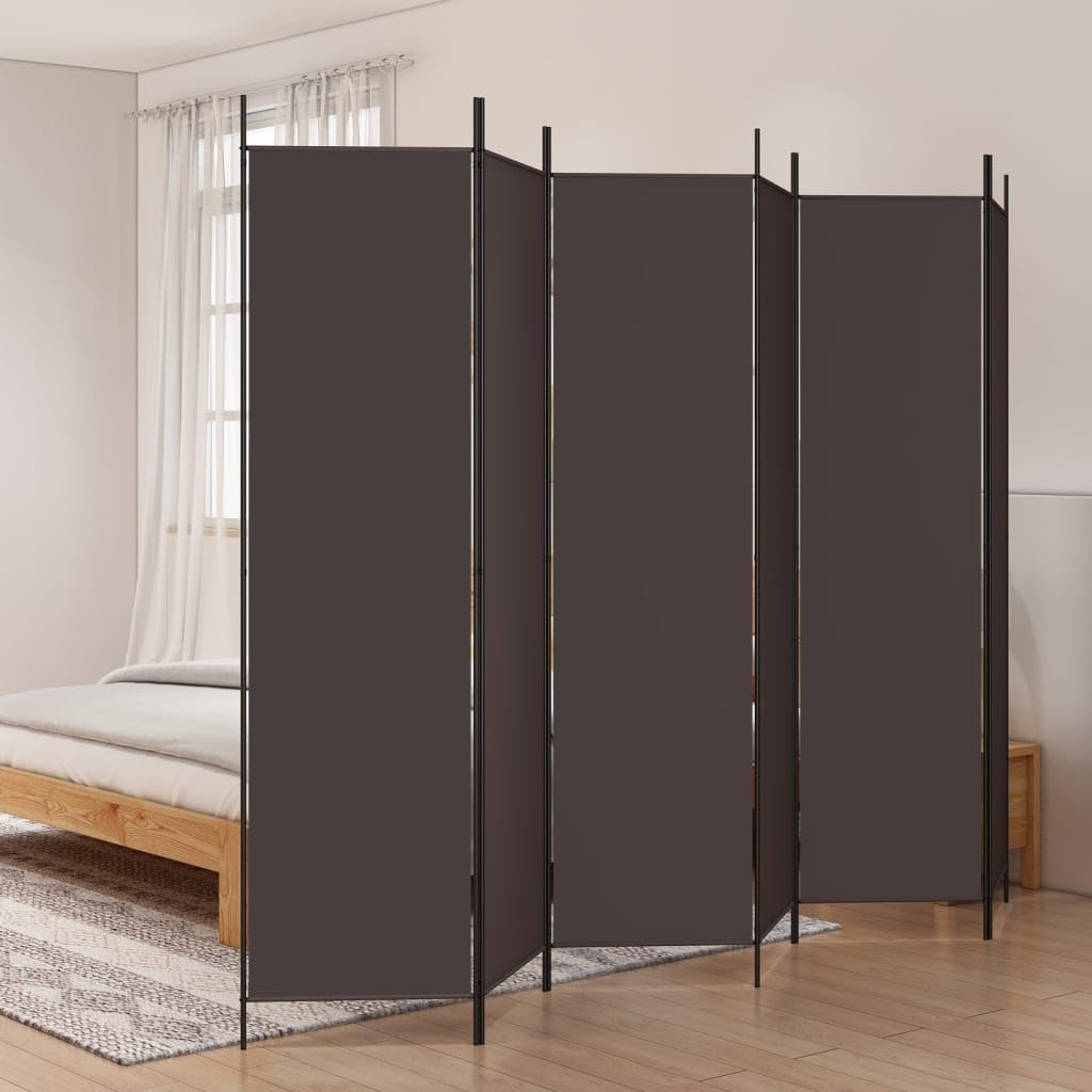 6-panelowy parawan brązowy 300 x 200 cm tkanina
