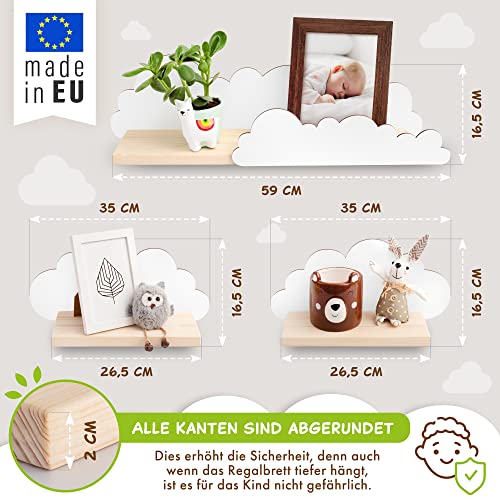 Outentin® 3 mensole da parete a forma di nuvola in...