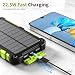 Solar Power Bank 10000 mAh PD 22.5 W Portable Solar Charger USB C Outdoor Waterproof External Battery with LED Light and 3 Outputs for Tablets Smartphones Outdoor Camping and More, Green