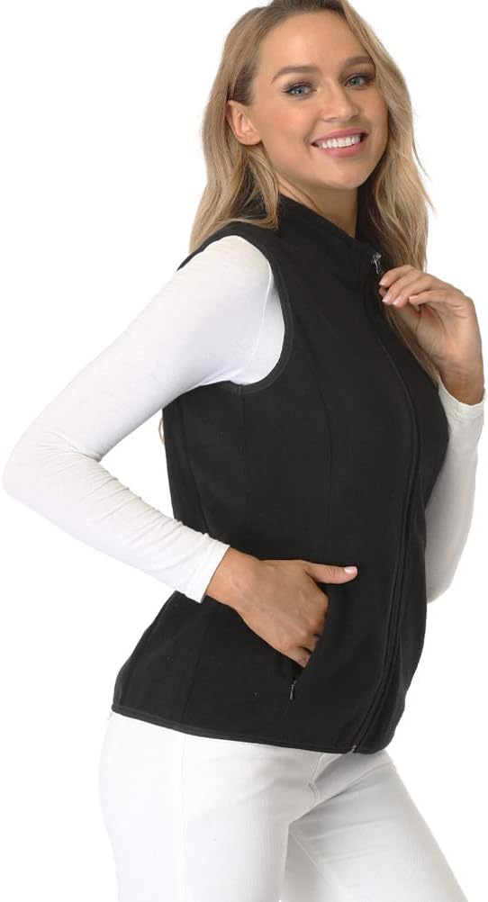 Fuinloth Women's Fleece Vest, Polar Soft Sleeveless Classic Fit with Zip up Pockets - Image 2