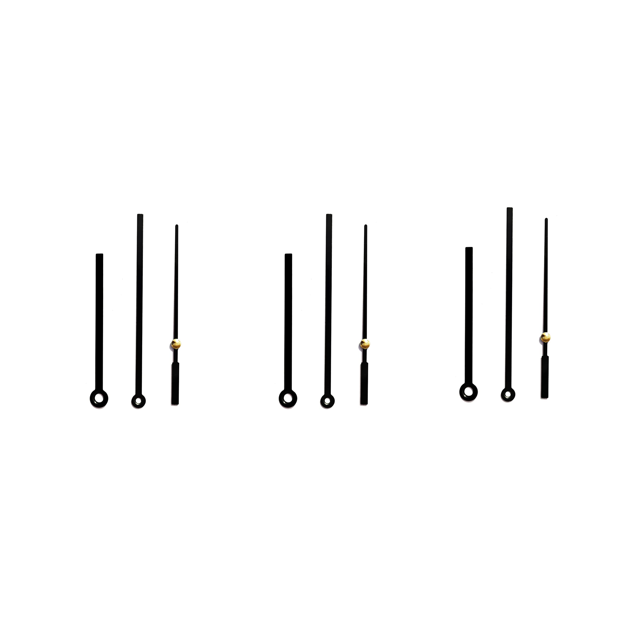 Metal Wall Clock Hands Set | Long Black Clock Needles | 3 Sets | 12cm Width & Height