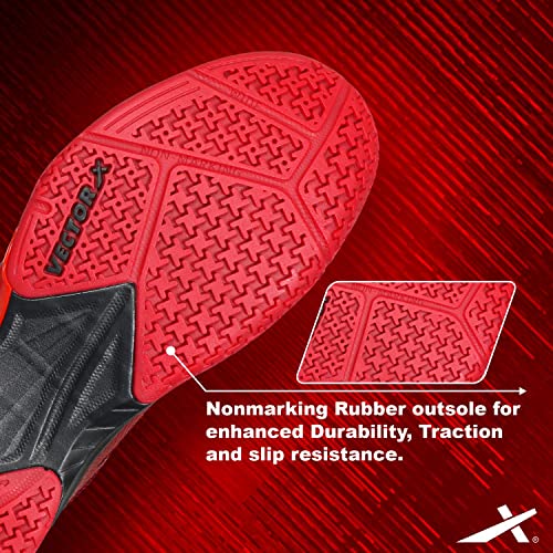 Vector X Mettalica Badminton Shoe for Mens|EVA & Rubber Sole with Breathable mesh Upper with with TPU Film for Sports, Badminton, Volleyball, Squash, Table Tennis