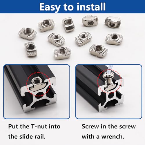260pcs m3 m4 m5 t nuts screws kit t slot nuts hammer head fastener with nickel plated carbon steel button head screws for 2020 series aluminum extrusion profile