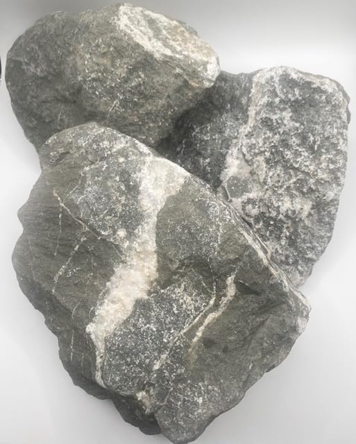 HCommerce Diabas Marmoriert dunkelgrauer Naturstein mit weißen Einschlüssen I Aquarium Rock Quartz (Gr. L 2-3 kg pro Stein) 10Kg