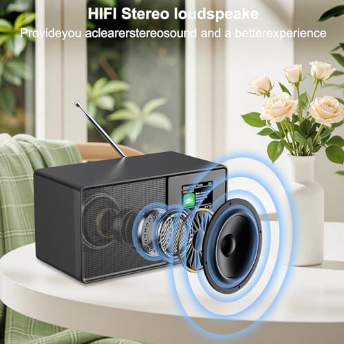 HABOWN Radio Dab Plus Dab+/FM con Bluetooth,Digital Radio Portátil Retro y Mando a Distancia, Nostálgico Radio Despertador Doble,Radio de Cocina, 30 Emisoras, USB/AUX, Temporizador de Sueño (Negro) - imagen 8