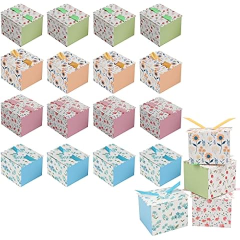 BELLE VOUS Pack de 20 Set Cajitas Regalo Diseño Floral de Papel Cover