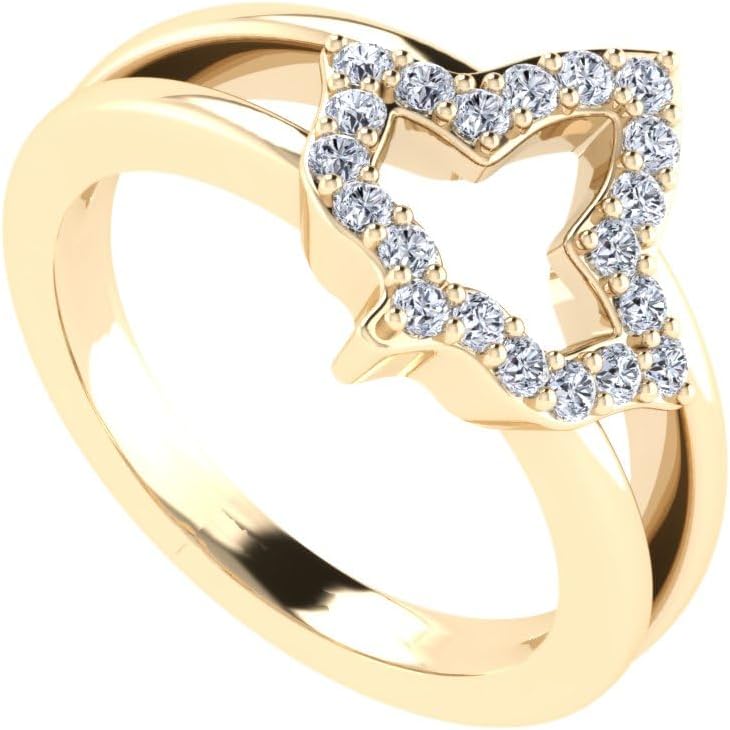 Alpha Kappa Alpha Rings for Women,925 Sterling Silver Gold Ivy Leaf Ring with White Cubic Zirconia(AKA-R015-Gold)