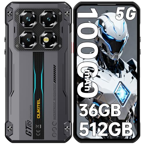 OUKITEL WP60 Telefono Móvil Irrompible Android 15, 36GB+512GB Móvil Indestructible 5G, 10000mAh/33W, 7,2'' HD+ 120Hz Pulgadas, 108MP+32MP Teléfono Smartphone, IP68/69K/5G Dual SIM/NFC/OTG/GPS, Negro