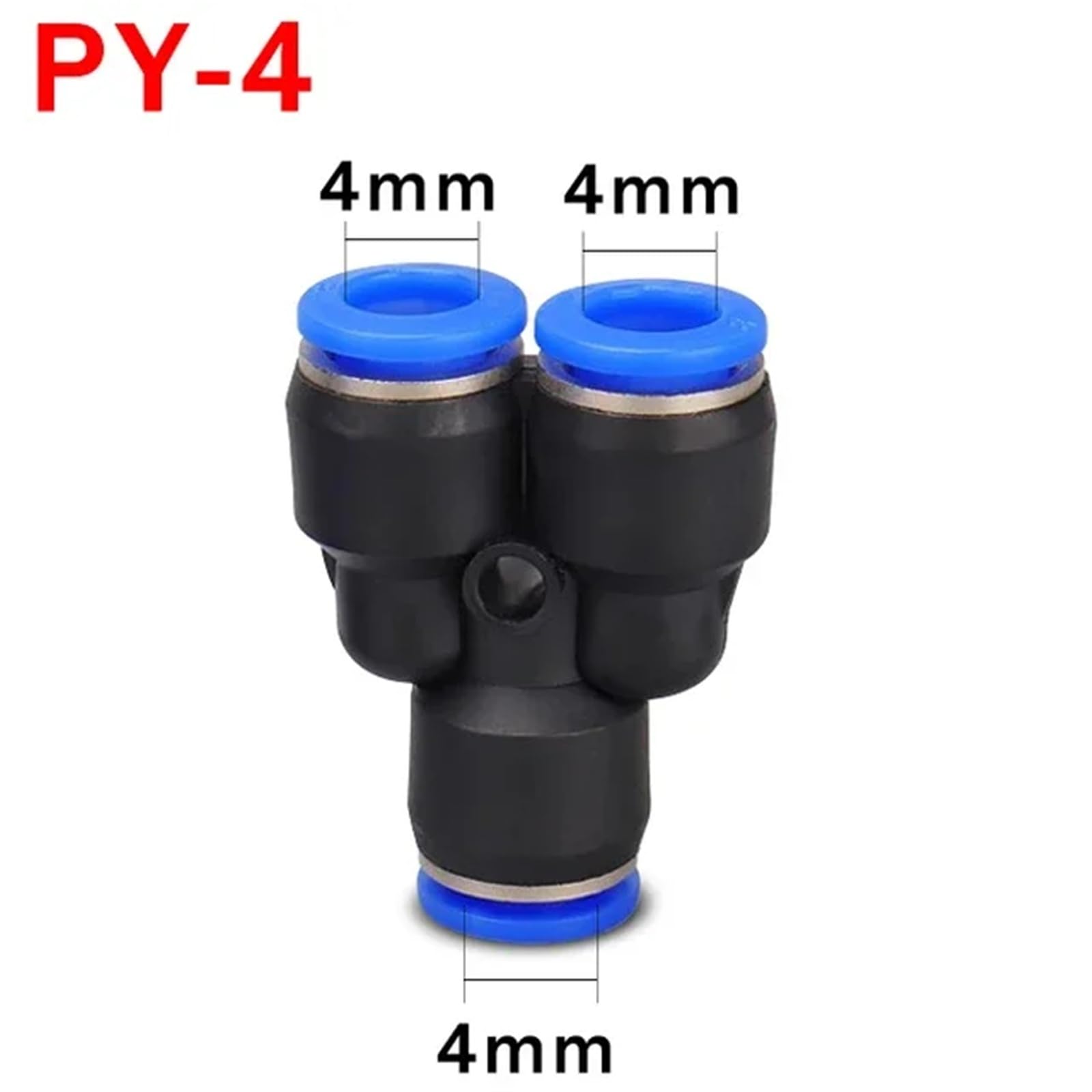 Raccordo pneumatico in plastica per tubi a pressione rapida PY/PW 4 raccordi per tubi a forma di Y da 6 mm, 8 mm, 10 mm, 12 mm, 50 pezzi (PY-4)