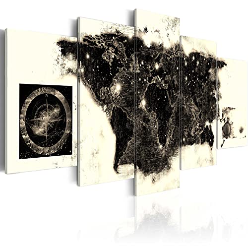 Cuadros B&D XXL - Cuadro de Cristal acrílico Mapa del Bocao 200x100 cm Impresión de 5 Piezas Pintura sobre Vidrio Imagen Gráfica Decoracion de Pared World Map Continentes k-A-0010-k-o