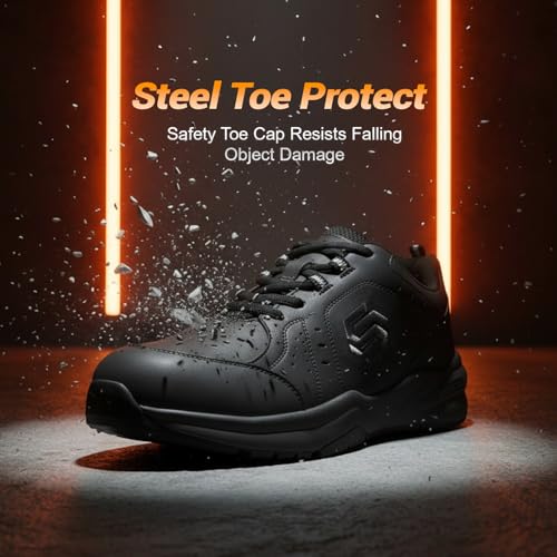 Furuian Steel Toe Shoes for Men Fashion Safety Shoes for Men Comfortable Steel Toe Sneakers Stylish Mens Safety Work Sneakers2