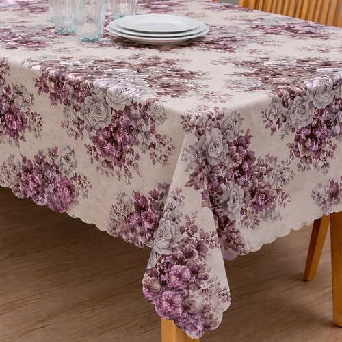 Image of Dakshya Industries PVC Waterproof Table Cover 6 Seater 54x78 Inch - Washable Oil & Stain Resistant Dining Table Cover (Purple)