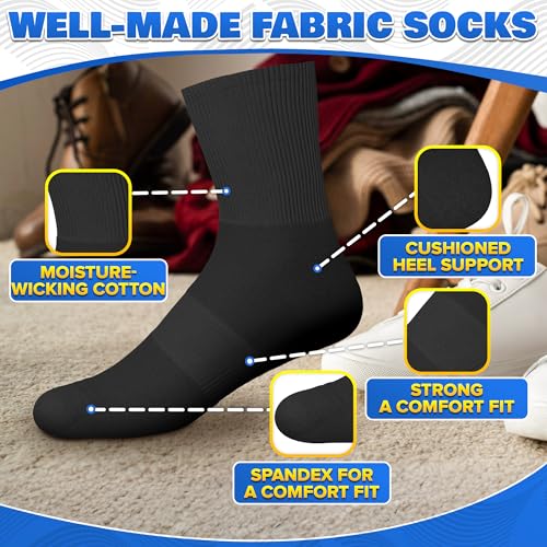 10 Pairs Crew Socks & Ankle Socks for Men Black & White Size 6-11 with Heel Padding for Everyday Use3