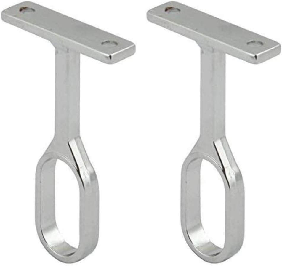 OVAL WARDROBE RAIL CENTRE SUPPORTS Brackets 15mm Wide Polished Chrome Finish x2
