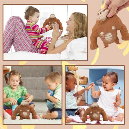 Gorilla Stressabbau Spielzeug, Gorilla Squeeze Toy, Squishy Monkey, Reizbarkeits Gorilla Spielzeug, braun Anti-Angst-Reizbarkeits-Gorilla-Spielzeug, Weich, Unterhaltung und Dekompression (Gorillas)
