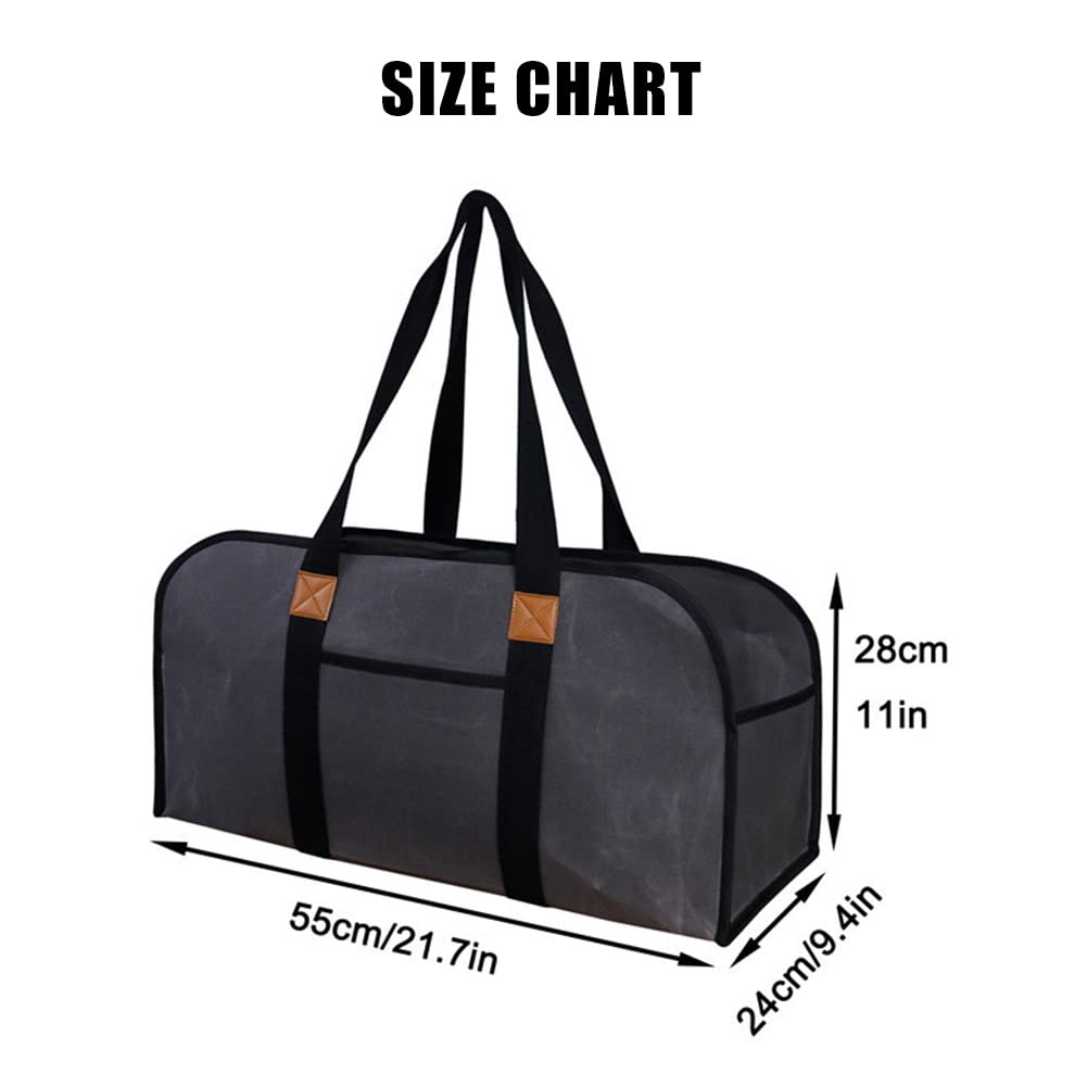 DYK&NX Grande Tela Borsa per Legna da Ardere, Impermeabile Camino Tronchi Borsa di Stoccaggio in Legno, per Caminetti, Stufe a Legna, Legna da Ardere, Campeggio, Spiagge (Grey : Brown)