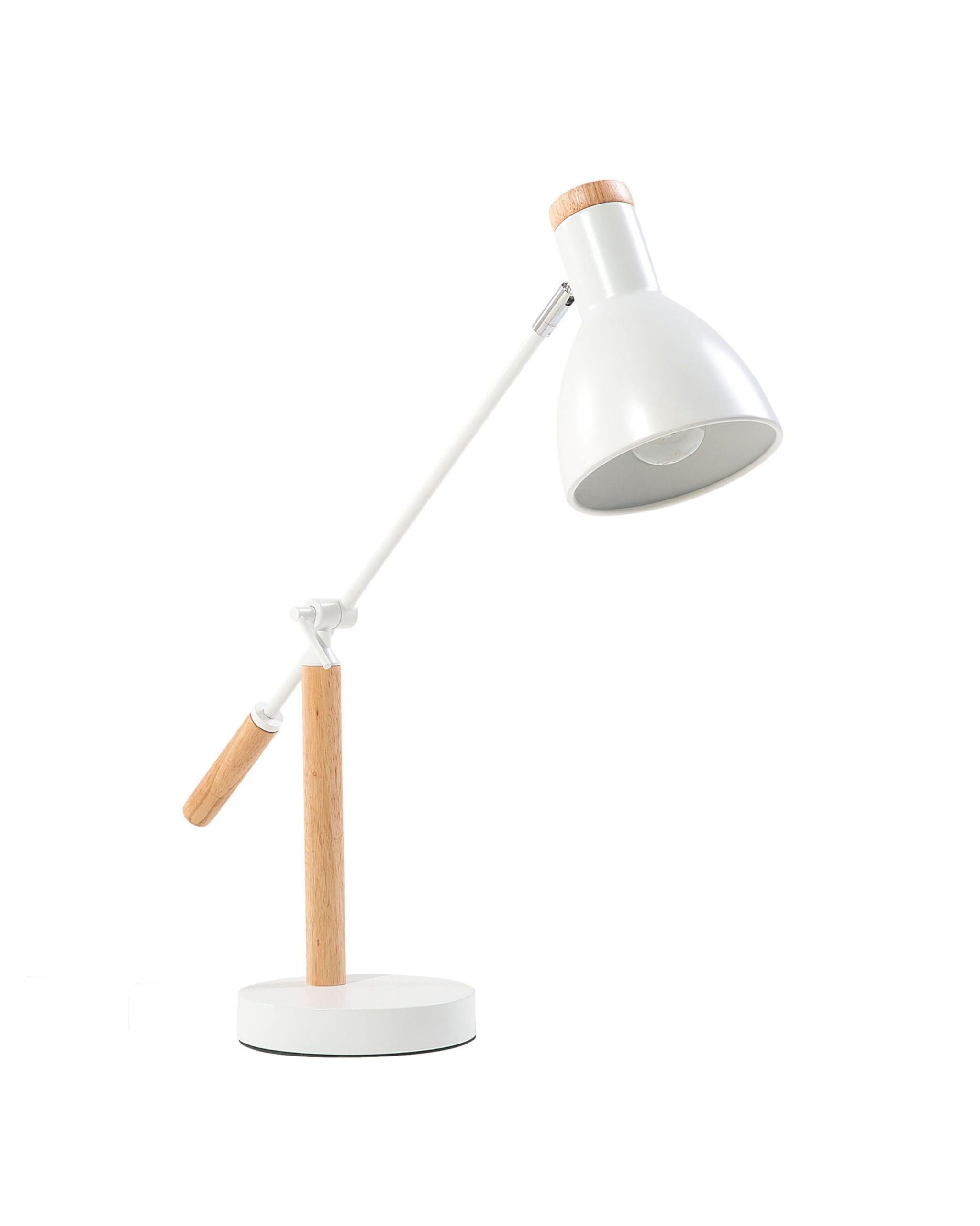 Lámpara de escritorio blanca madera clara ajustable de metal Peckos