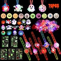 HOTSAN Kids Party Bag Fillers - 72PCS Glow in The Dark Decorations, Flashing Party Favours, Light Up Accessories And Toys for Halloween Party Games
