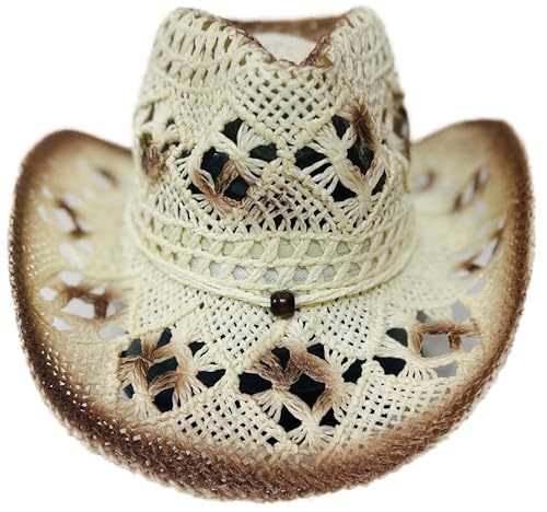 Chapéu Country Creme e Marrom Sertanejo Rodeio Shows Peão Cowboy Unissex