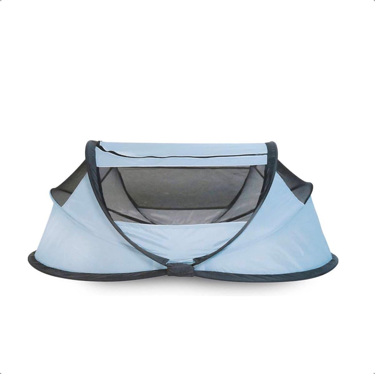 Deryan Travel Cot Cuna de Viaje - BabyBox - Pop up - Ligera, compacta y Plegable - Se despliega en Solo 2 Segundos - con mosquitera y Bolsa de Transporte - Azul