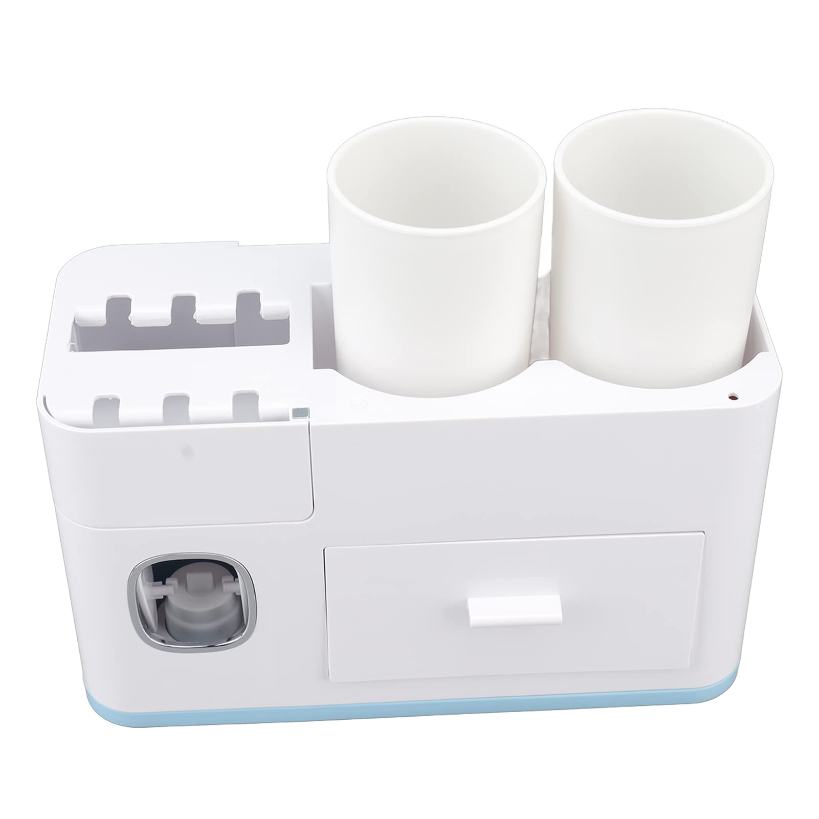 Cocoarm Zahnpastaspender, PP-ABS, Wandmontage, Zahnpastaspender, Quetschset mit Zahnbürstenhalter, Aufbewahrung ohne Bohren, Umgekehrte Becher für Erwachsene und Im Badezimmer (Zwei Tassen, Blau)