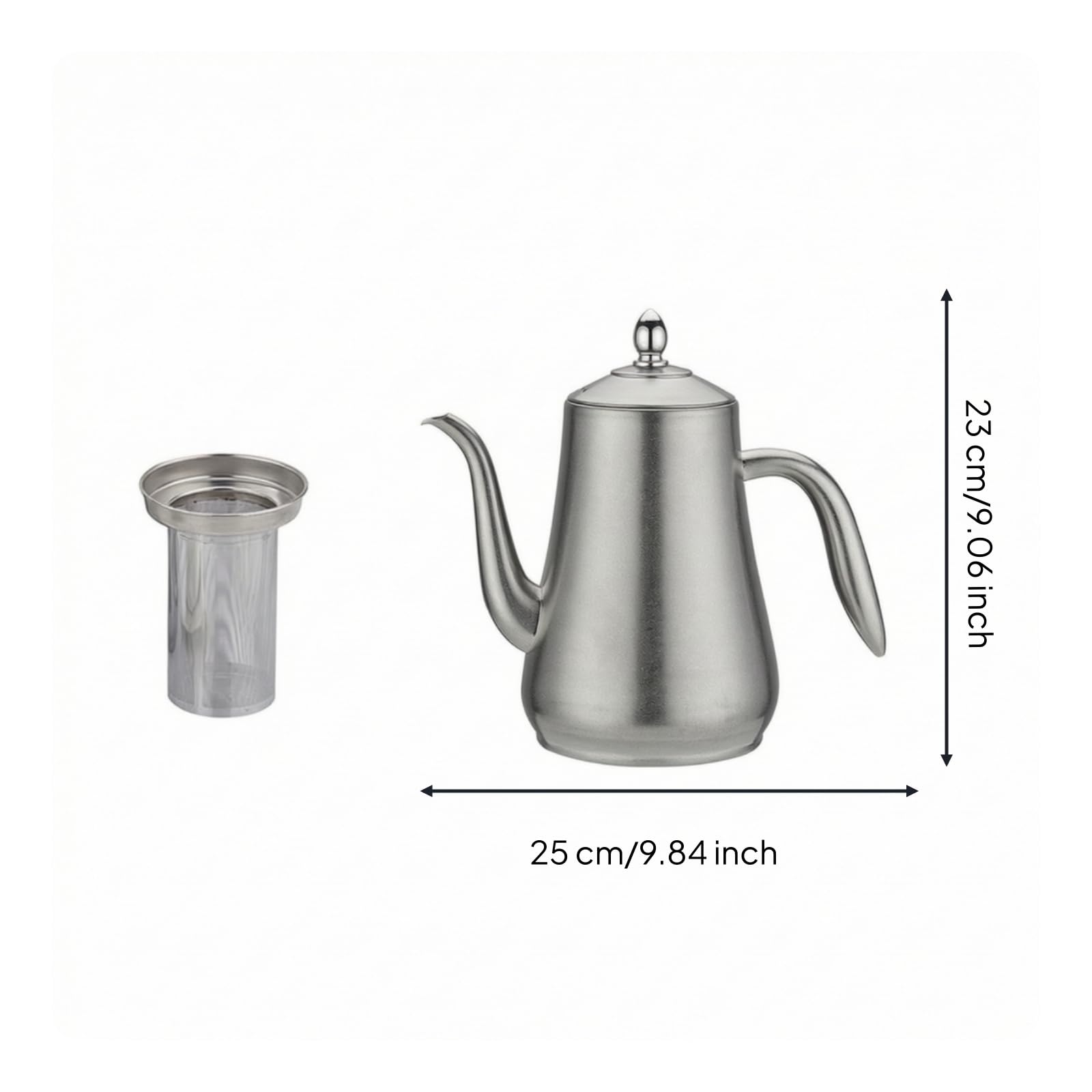 Qianly Teiera con Infusore Anticorrosione Teiera in Acciaio Inox Facile da Pulire Bollitore per Amanti Del Tè, Casa, Caffetteria, Array, Retrò, 1750ML