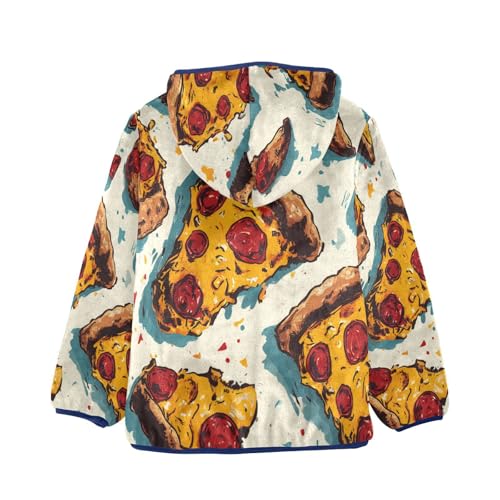 Pizza Slices on White Background Toddler Fleece Jacket Girl Boys Hooded Fleece Jacket Coat Warm Outwear Zip-up 3-10T2