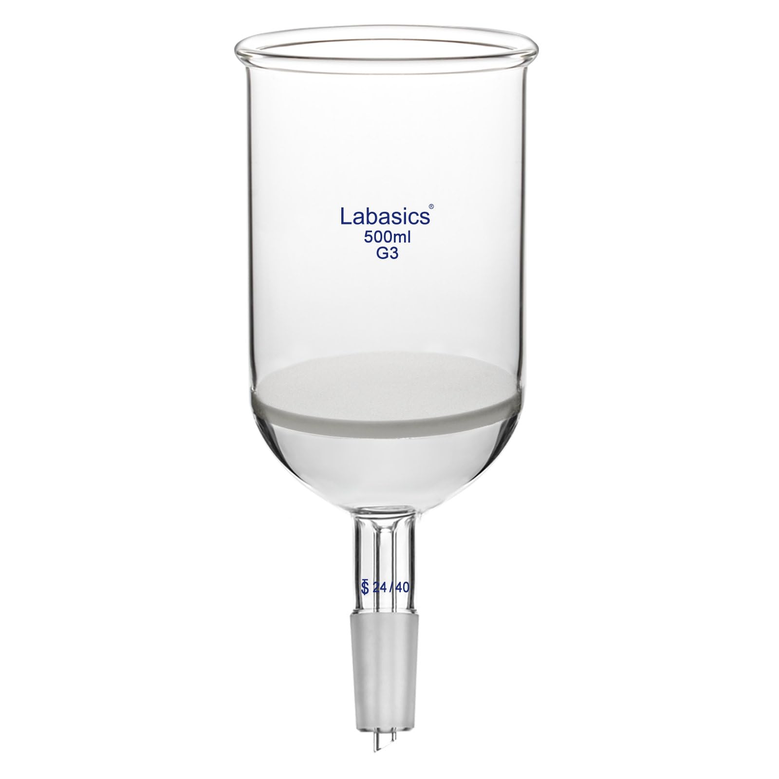 Labasics Borosilikatglas Büchner-Filtertrichter mit Feiner G3-Fritte, 24/40 Standard-Schliff-Innenverbindung, Laborqualität Büchner-Trichter für Filtrations- und Trennverfahren, 500 ml