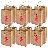 Qaixwuyi 15 bolsas de papel de regalo de Navidad con asas, bolsas de regalo de Navidad para decoraciones de Año Nuevo, suministros de fiesta