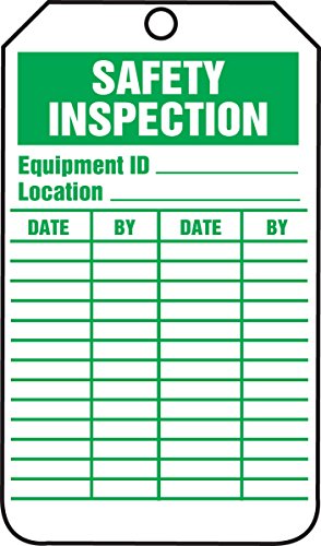 Signalisation de sécurité plastique verte et blanche Accuform pour inspection