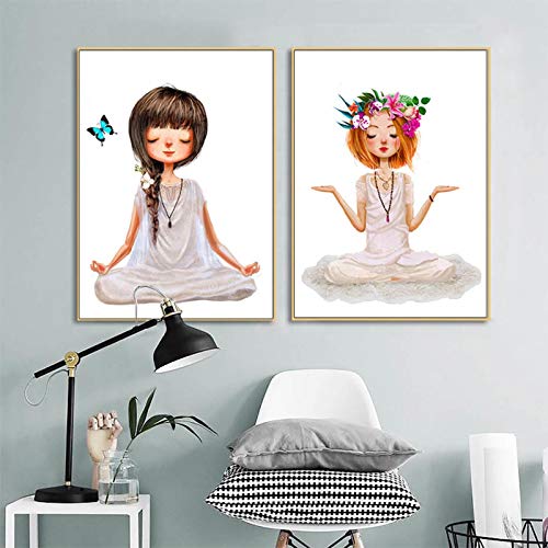 Peintures d'art mural sur toile yoga : créez votre cocon de douceur 2pcs