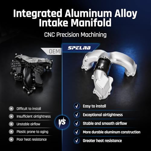 Image of SPELAB Intake Manifold for 6.7L Powerstroke F250 F350 2011-2014 2017-2019 | For Ford Super Duty F-250 /F-350 Diesel Engine, Aluminum Air Intake Horn Kit Integrated, Silver