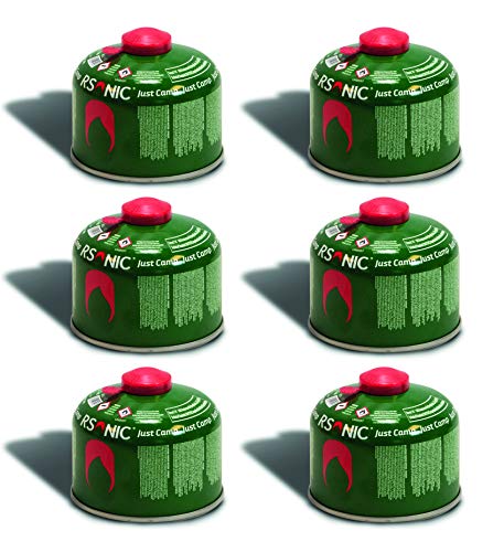 RSonic Schraubventilkartusche, Camping-Gas Butan-Propan/Ventil Gas Kartusche für Campingkocher, Gaskartusche mit Schraubventil Gewinde 100g-230g-450g (6, 230g)