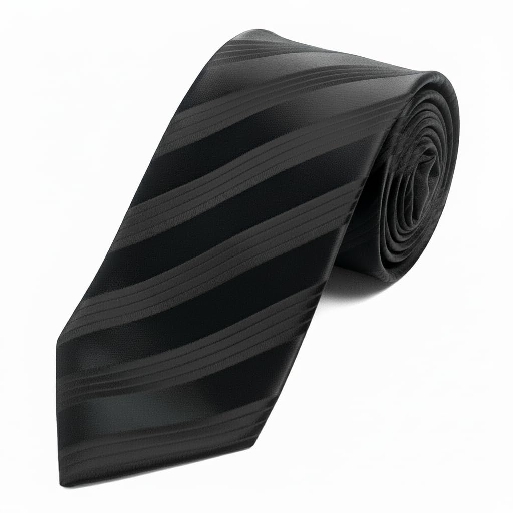 Scott Allan Men's Formal Striped Necktie - Black-image-20