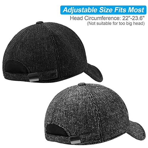 Falidem 2 Pack Men's Winter Baseball Cap With Ear Flaps, Baseball Winter Hats With Ear Flaps For Men Outdoor Walk Running #TOP3
