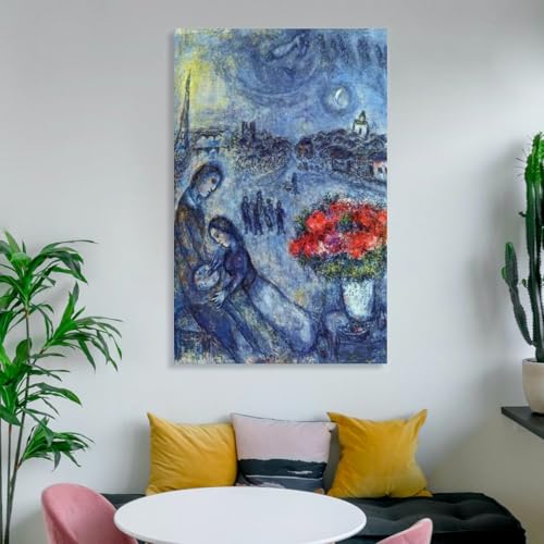 Poster Marc Chagall jeunes mariés à Paris toile 40x60 cm - 6