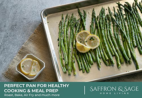 Commercial Quality Cookie Sheet Pan - 2 Pack Aluminum Half Sheet Baking Pan By Saffron & Sage Home Living - This 13X18 Baking Sheet Set Is Rust & Warp Resistant, Heavy Duty, Of Thick Gauge #TOP6