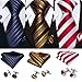 Barry.Wang 6 PCS Men Ties Set Silk Business Fashion Woven Necktie Handkerchief Cufflinks Paisley Stripe Wedding Party