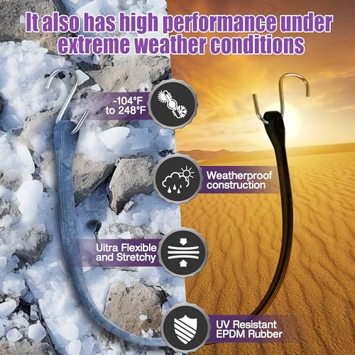 Digank 21" LONG*50PACK Bungee Cords With Hooks (20 Pack) Heavy Duty Outdoor Rubber Tarp Straps In 10" thumb #2