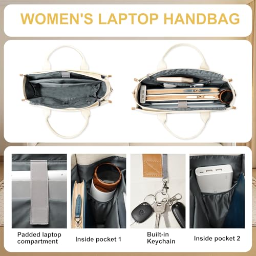 Bolso Tote para Laptop MOSISO 15-15.6 pulg Beige miniatura 4
