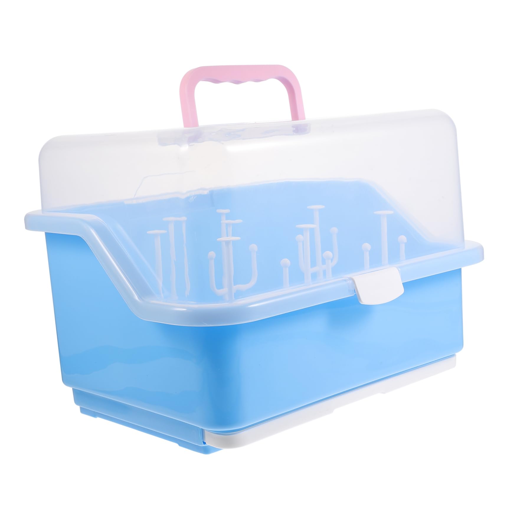 Boîte de Rangement pour Biberons Bébé Couvercle, Égouttoir PP Bleu | Plateau D’égouttage Intégré, Séchage Rapide, Conteneur Pratique pour Nourriture et Vaisselle Couleur Aléatoire