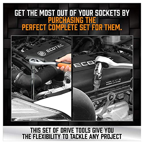 Horusdy 20-Piece Extension Bar Set, 1/4", 3/8" And 1/2" Drive Socket Extension Set #TOP7