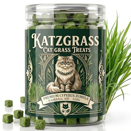 LYFTI Cat Grass Treats for Indoor Cats Wheatgrass Pellets for Hairball Support & Digestive Health Crunchy Dental Snacks for Kittens & Adult Cats - No Messy Planting
