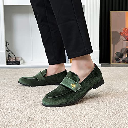 Image of FLQL Men's Luxury Penny Loafer Slip-On Velvet Shoes Party Dancing Shoes Suede Wedding Shoes Plus Size 7-13
