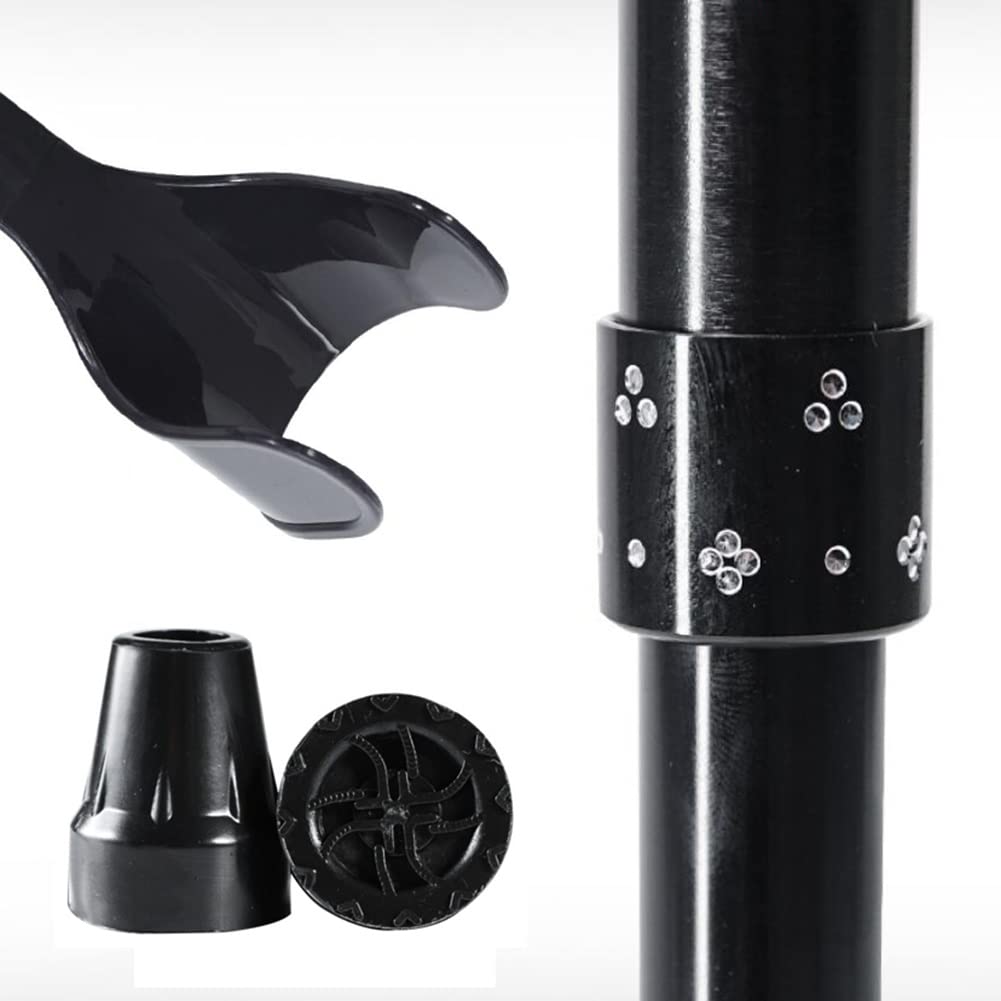 Muletas de antebrazo (1 par), muletas Plegables para Viajar, muletas de Aluminio Ajustables para Caminar para Adultos y jóvenes, con manijas de Goma y Base Antideslizante (Color : Black)