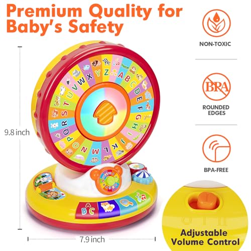 Image of Learning Toy for 1 2 3 Year Old Boys Girls, Spin and Sing Alphabet Musical Toys with Light and Animal Sounds, Interactive Games for Toddlers 12-18 Months, Christmas Birthday Gifts for Baby Ages 1-3