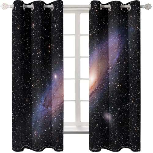 Homxi Cortinas Salón 2 Piezas Opacas,2 x 137W x 229H CM,Cortinas Dormitorio Ojales Cielo Estrellado Cortina Negro para Ventana de Cocina