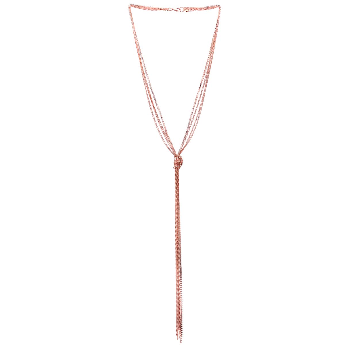 COOLSTEELANDBEYOND Bohemio ColLar Lariat Statement ColLar Franja BorLa Colgante con Rhinestones Multi-Hilo Largo Cadena Y-Forma