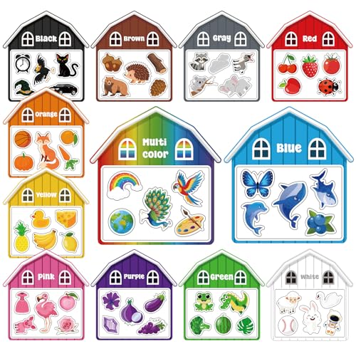 BLSUREFYX 12pcs Magnetic Color Sorting Toddler Farm Animal Fridge Magnets