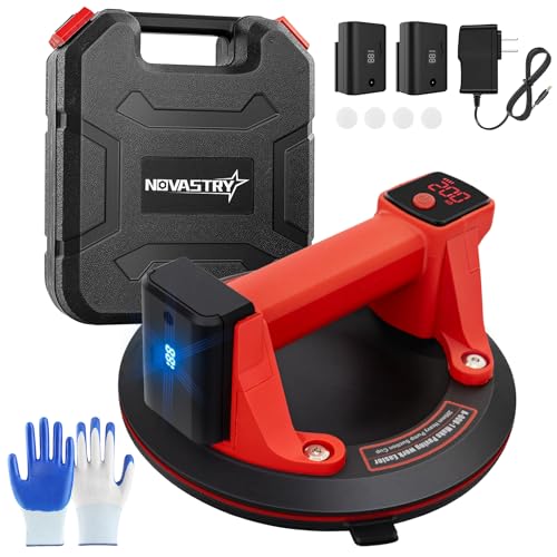 Image of 8 inch Electric Vacuum Suction Cup Lifter, 440 lbs Heavy Duty Vacuum Suction Cup with Digital Display, Glass Suction Cups to Lift Large Glass, Tile Suction Cup Tool for Glass, Tile, Ceramic, Windshield